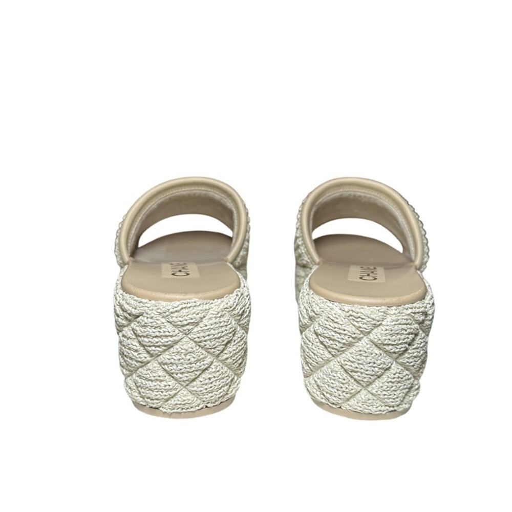 Chanel x Virginie Viard Interlocking CC Logo Raffia Mules Slides Sandals 39 NEW - Picture 5 of 8